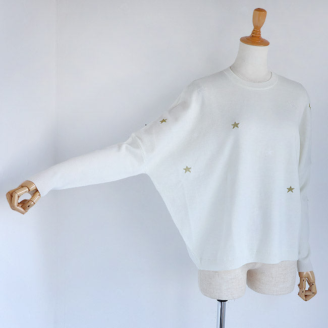 LILLY LYNQUE（リリーリン） ウールブレンドキラリ星スター刺繍ニット　8508167