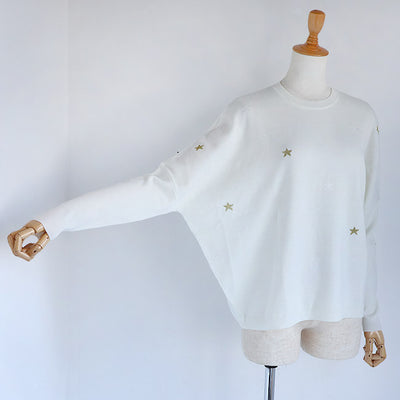 LILLY LYNQUE（リリーリン） ウールブレンドキラリ星スター刺繍ニット　8508167