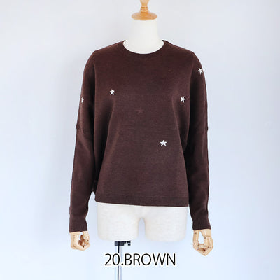 LILLY LYNQUE（リリーリン） ウールブレンドキラリ星スター刺繍ニット　8508167