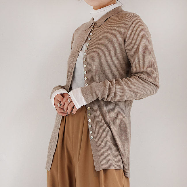 LILLY LYNQUE（リリーリン） ボタンいっぱいリブポロニットカーディガン　8508170