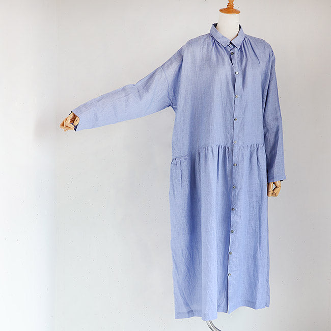 iCHi Antiquites(イチアンティークス)PIGMENT COLOR LINEN DRESS カラーリネンワンピース 900902