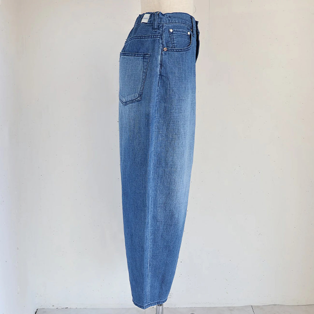 サキュウ　FSリネンバレルパンツ　カーブデニム caqu(サキュウ) FSリネンバレルパンツ リンゴデニム 26221