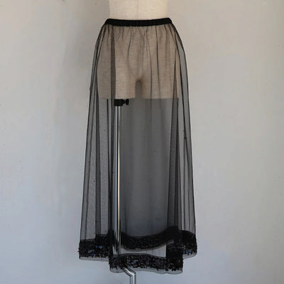 HiROMITHiSTLE(ヒロミシスル) スパンコールヘムチュールペチコート重ねロングタイトスカート　7421831