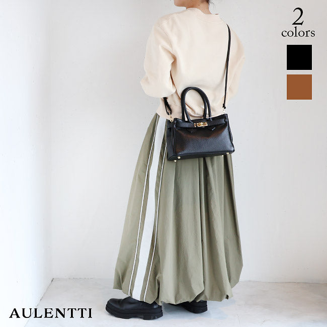 AULENTTI (オーレンティ) ショルダーベルト付きレザーミディバッグ　AW25-219-M-DO