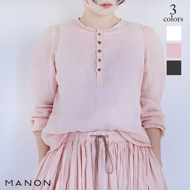 MANON(マノン) オーバーダイラミーリネンヘンリーネックブラウス　MNN-SH-282