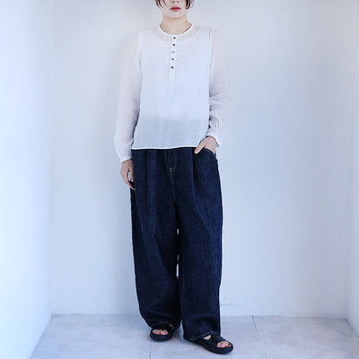 MANON(マノン) オーバーダイラミーリネンヘンリーネックブラウス　MNN-SH-282