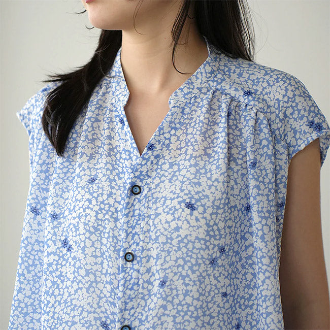 【20％OFF】MANON(マノン) フラワープリントフレンチスリーブブラウス　MNN-SH-298【SALE】