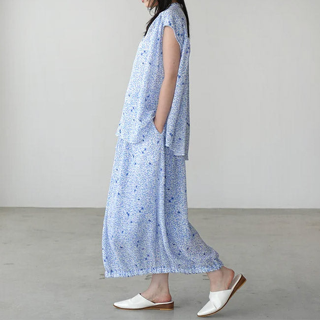 【20％OFF】MANON(マノン) フラワープリントフレンチスリーブブラウス　MNN-SH-298【SALE】