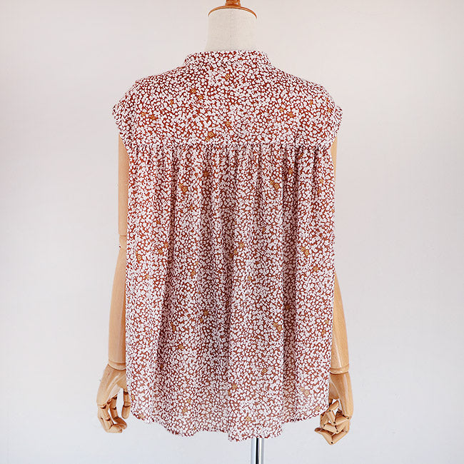【20％OFF】MANON(マノン) フラワープリントフレンチスリーブブラウス　MNN-SH-298【SALE】