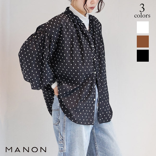 MANON(マノン)ナイロンドットジャガードアミカルシャツ　MNN-SH-305
