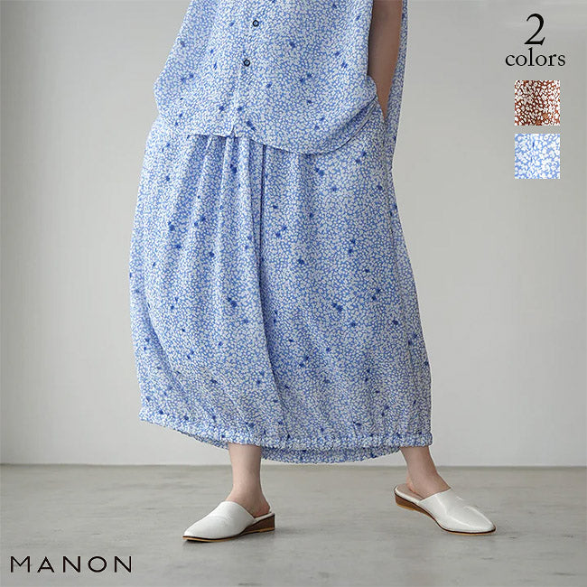 【20％OFF】MANON(マノン) オリジナルフラワープリントバルーンタックギャザースカート　MNN-SK-084【SALE】