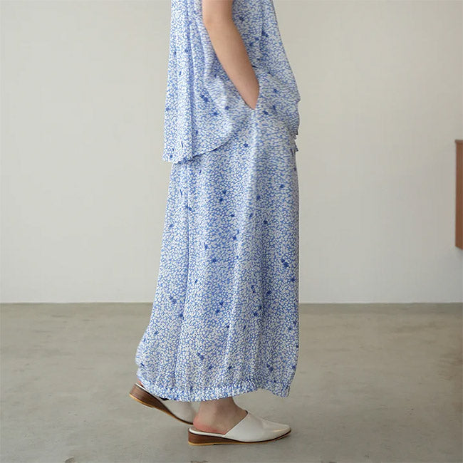 【20％OFF】MANON(マノン) オリジナルフラワープリントバルーンタックギャザースカート　MNN-SK-084【SALE】