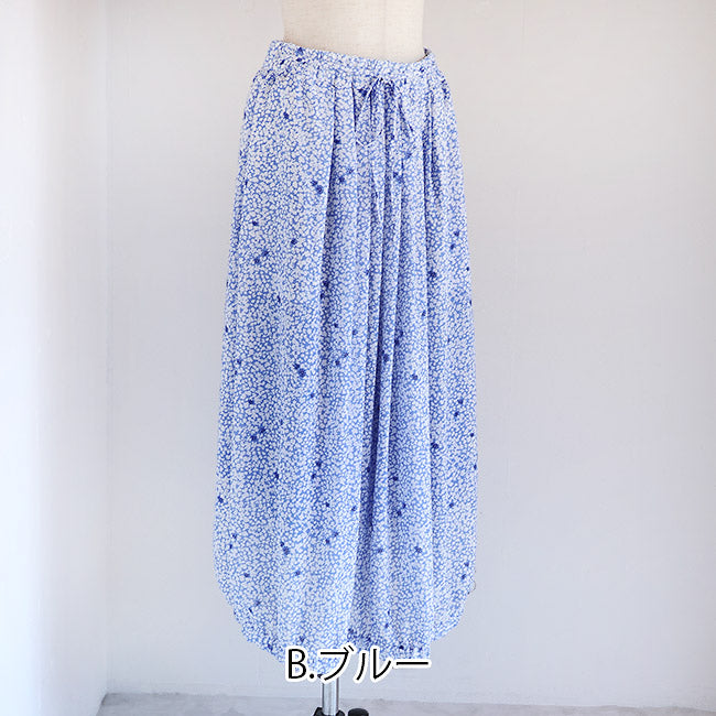 【20％OFF】MANON(マノン) オリジナルフラワープリントバルーンタックギャザースカート　MNN-SK-084【SALE】