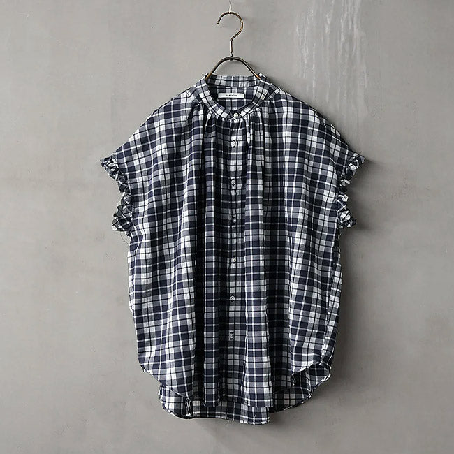 【20％OFF】MANON(マノン) フリルスリーブシアーチェックアミカルシャツ　MNN-SPSH-039【SALE】