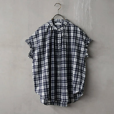 【20％OFF】MANON(マノン) フリルスリーブシアーチェックアミカルシャツ　MNN-SPSH-039【SALE】