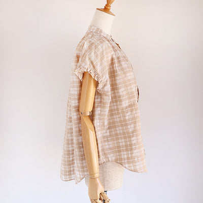 【20％OFF】MANON(マノン) フリルスリーブシアーチェックアミカルシャツ　MNN-SPSH-039【SALE】