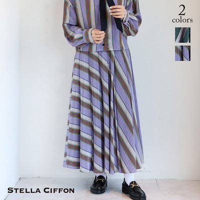 STELLA CIFFON(ステラシフォン) 小紋ストライププリーツスカート　ST1-24207