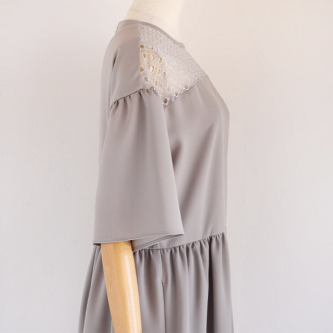 STELLA CIFFON(ステラシフォン) ドビークロスエンブロイダリー刺繍レースワンピース　ST1-25601
