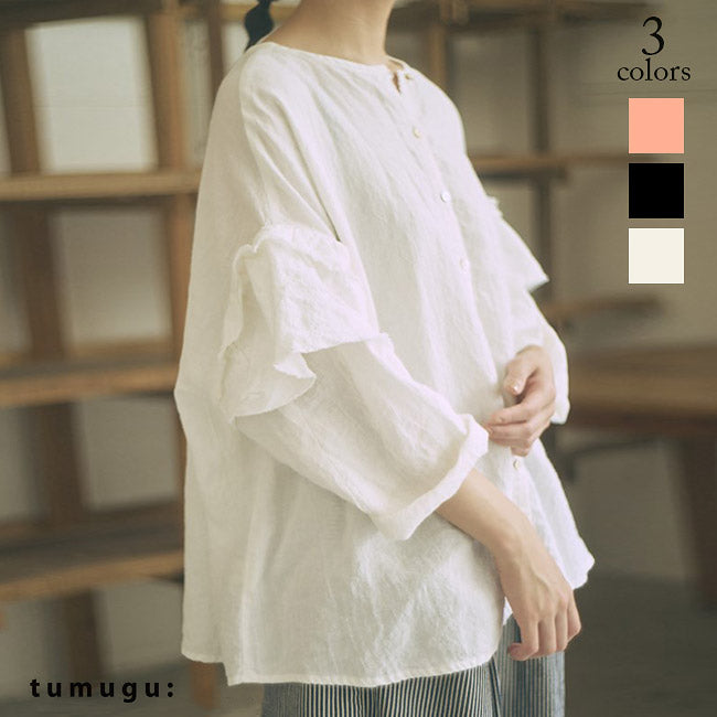tumugu:(ツムグ) ラミーキャンバス2WAYブラウス　TB25129