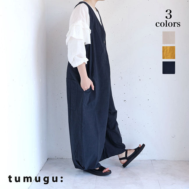 tumugu:(ツムグ) コットンリネンタイプライターサロペット　TB25136