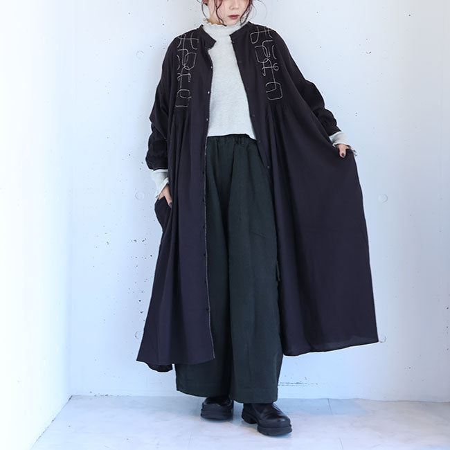 tumugu:(ツムグ) コットンモスピンタック刺繍2WAYワンピース　TB25310