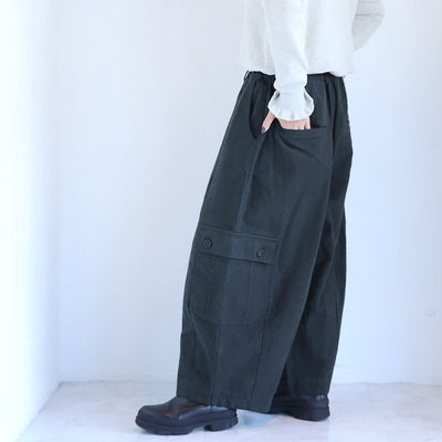 tumugu:(ツムグ) コットンリネン起毛ツイルカーゴワイドパンツ　TB25314