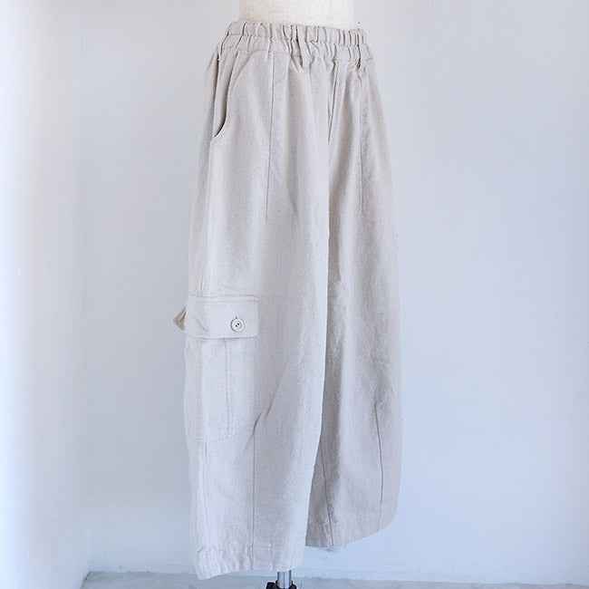 tumugu:(ツムグ) コットンリネン起毛ツイルカーゴワイドパンツ　TB25314