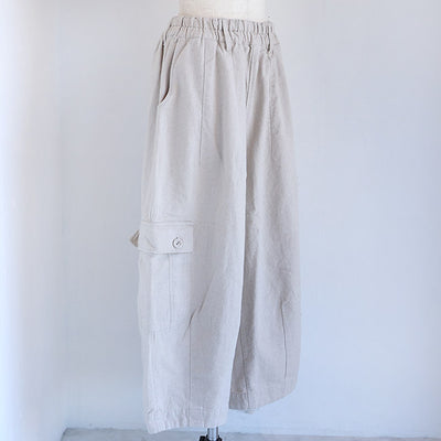tumugu:(ツムグ) コットンリネン起毛ツイルカーゴワイドパンツ　TB25314