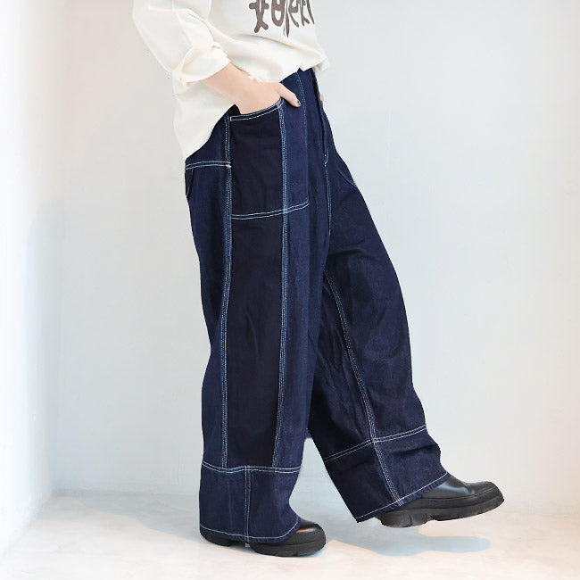 tumugu:(ツムグ) 10oz デニムリラックスワイドパンツ　TB25327
