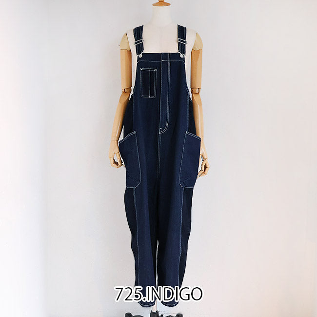 tumugu:(ツムグ) キナリへリンボンオックス／10oz デニムサロペット　TB25328