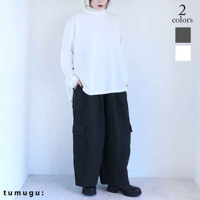 tumugu:(ツムグ) フリルネックワイドプルオーバー　TC25306